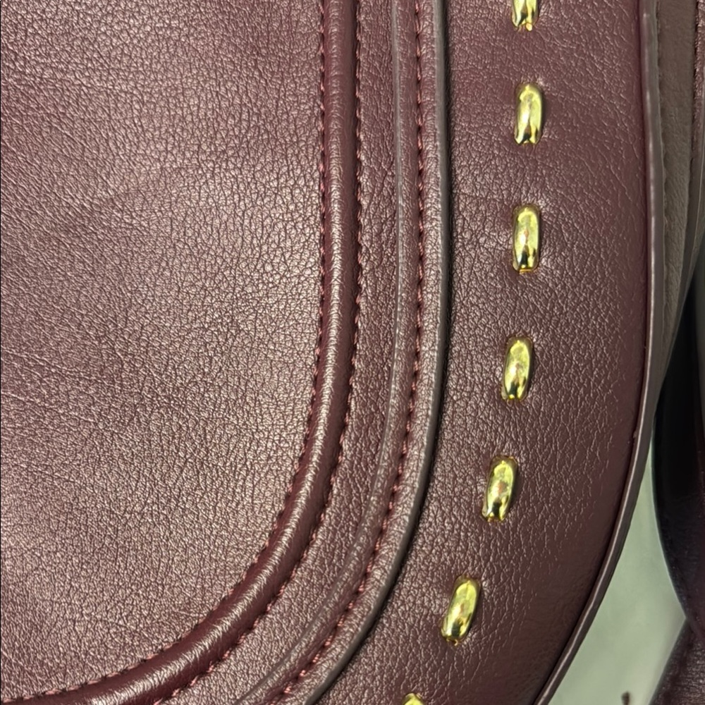 INC International Concepts Burgundy Studded Hobo Crossbody Bag - Picture 3 of 10